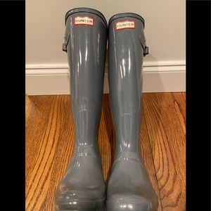 Gray Tall Gloss Hunter Boots